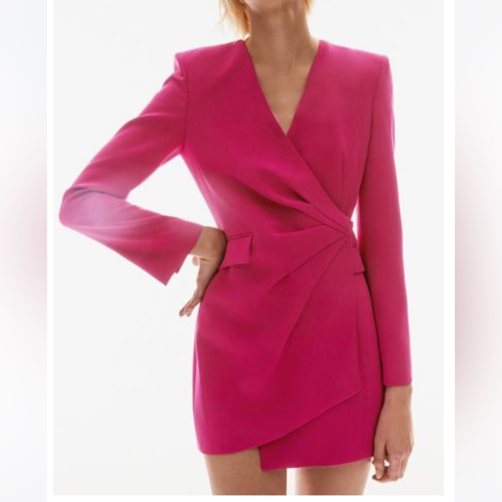 Zara Magenta Long Sleeve Wrap Dress